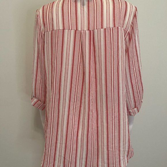 Always Indigo Blouse Women's Large Red and White Striped - Picture 3 of 8